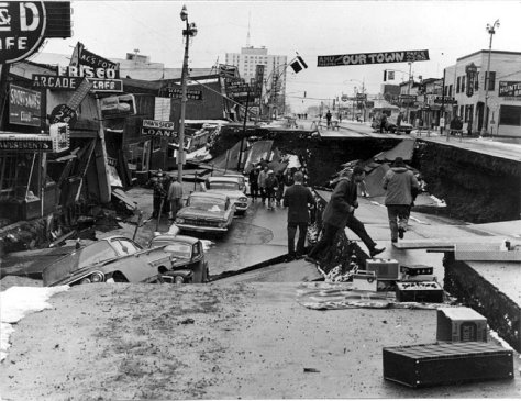 Great Alaska Earthquake Fourth Ave. Anchorage 1964 courtesy: http://commons.wikimedia.org/wiki/ 